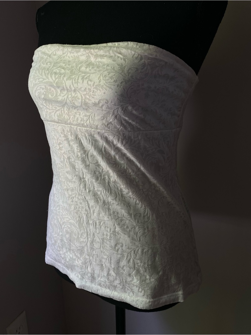 Express vintage medium white shimmer strapless tube top